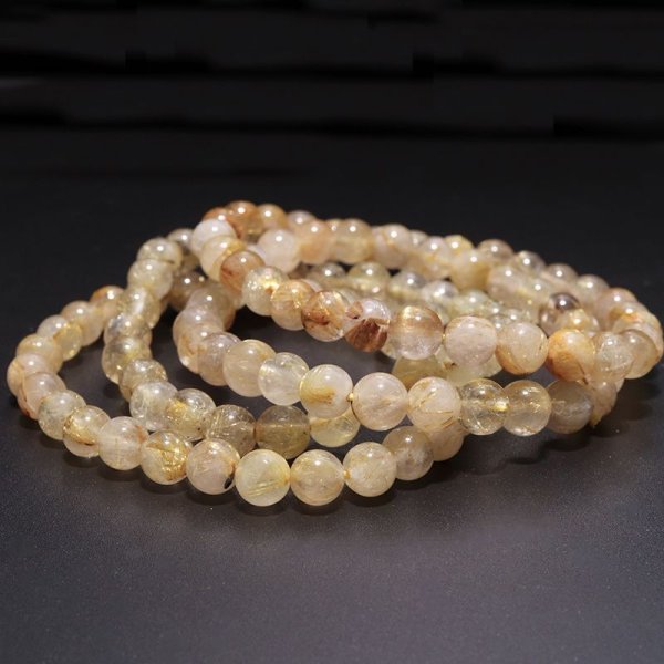 画像4: ブレス　ルチルクォーツ＜ブラジル産＞　丸　約6.5mm　金運　財運　ギャンブル運　パワーストーン　天然石　品番：18045