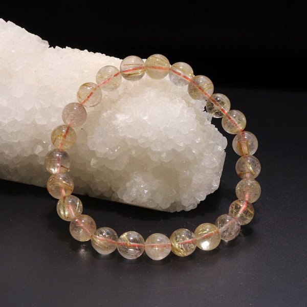 画像6: ブレス　ルチルクォーツ＜ブラジル産＞　丸　約8〜8.9mm　金運　財運　ギャンブル運　パワーストーン　天然石　品番：18044