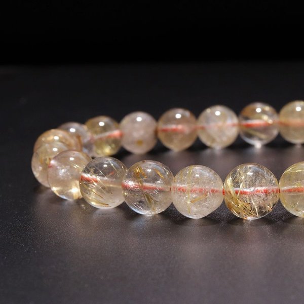 画像3: ブレス　ルチルクォーツ＜ブラジル産＞　丸　約8〜8.9mm　金運　財運　ギャンブル運　パワーストーン　天然石　品番：18044