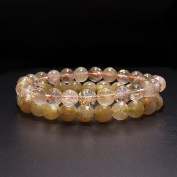 画像4: ブレス　ルチルクォーツ＜ブラジル産＞　丸　約8〜8.9mm　金運　財運　ギャンブル運　パワーストーン　天然石　品番：18044