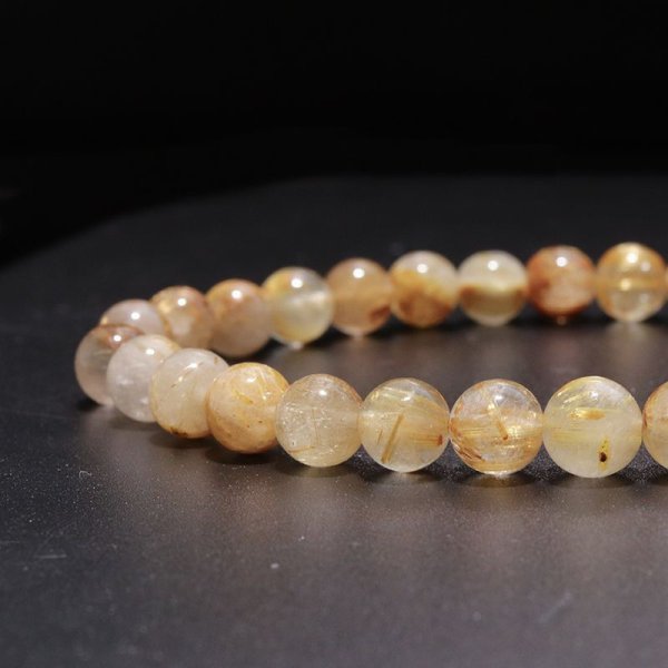 画像3: ブレス　ルチルクォーツ＜ブラジル産＞　丸　約6.5mm　金運　財運　ギャンブル運　パワーストーン　天然石　品番：18045