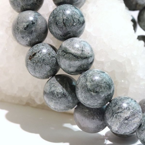 画像4: 【日本銘石】ブレス　熊野薬石＜三重県＞　グレー　丸　約12mm　健康　美容　長寿　パワーストーン　天然石　品番：18124