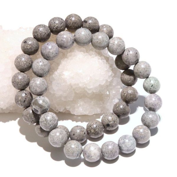 画像5: 【日本銘石】ブレス　熊野薬石＜三重県＞　グレー　丸　約10mm　健康　美容　長寿　パワーストーン　天然石　品番：18125