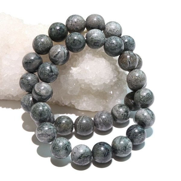 画像5: 【日本銘石】ブレス　熊野薬石＜三重県＞　グレー　丸　約12mm　健康　美容　長寿　パワーストーン　天然石　品番：18124