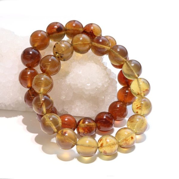 画像7: ブレス　スマトラブルーアンバー＜インドネシア産＞　丸　約12mm　金運　財運　豊かさ　パワーストーン　天然石　品番：18164