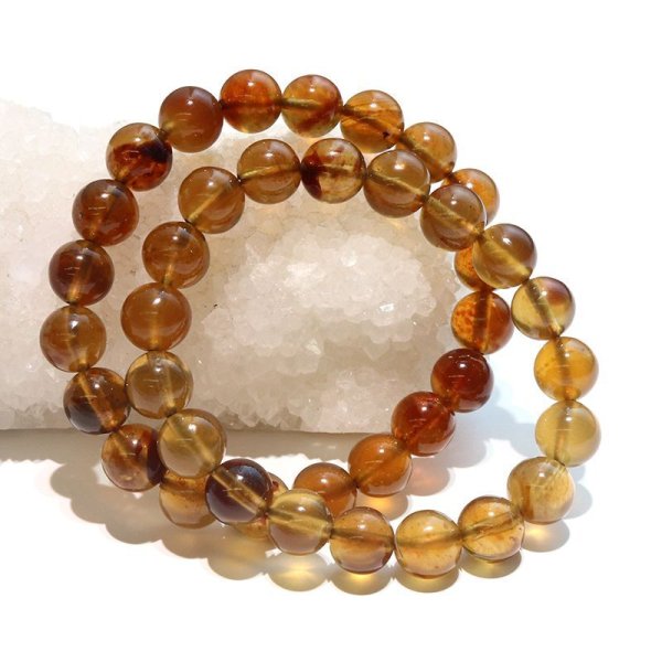画像7: ブレス　スマトラブルーアンバー＜インドネシア産＞　丸　約10mm　金運　財運　豊かさ　パワーストーン　天然石　品番：18165
