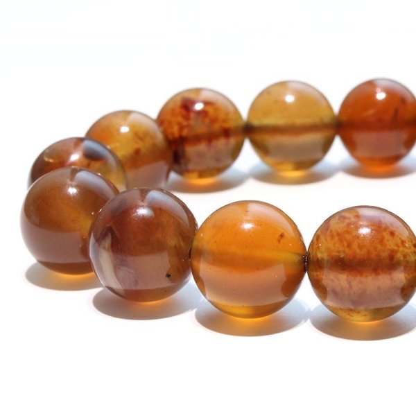 画像3: ブレス　スマトラブルーアンバー＜インドネシア産＞　丸　約12mm　金運　財運　豊かさ　パワーストーン　天然石　品番：18164