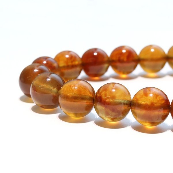 画像3: ブレス　スマトラブルーアンバー＜インドネシア産＞　丸　約10mm　金運　財運　豊かさ　パワーストーン　天然石　品番：18165