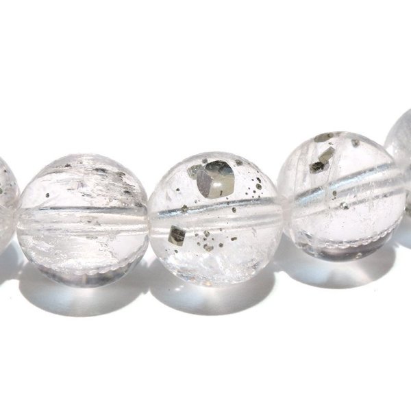 画像4: ブレス　パイライトインクォーツ＜ブラジル産＞　丸　約8mm　記憶力　強い保護力　危機回避　パワーストーン　天然石　品番：18177