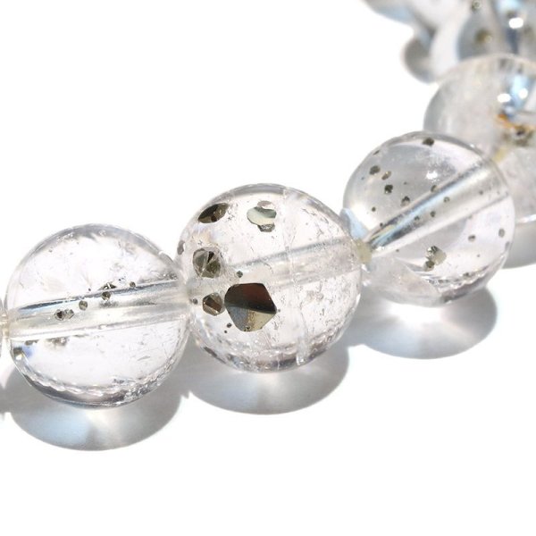 画像5: ブレス　パイライトインクォーツ＜ブラジル産＞　丸　約9mm　記憶力　強い保護力　危機回避　パワーストーン　天然石　品番：18175