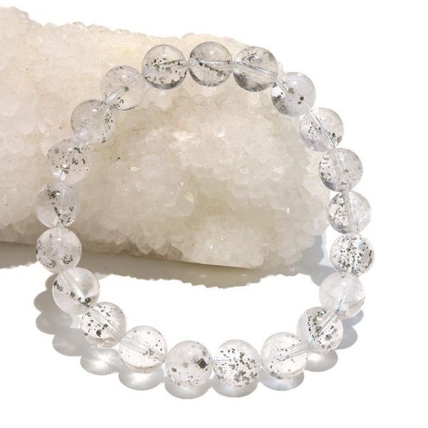 画像7: ブレス　パイライトインクォーツ＜ブラジル産＞　丸　約9mm　記憶力　強い保護力　危機回避　パワーストーン　天然石　品番：18175