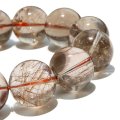 ブレス　レッドルチルクォーツ＜ブラジル産＞　丸　約19mm　金運　財運　ギャンブル運　パワーストーン　天然石　品番：18208