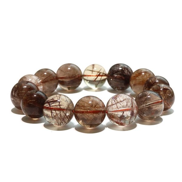 画像4: ブレス　MIXルチルクォーツ＜ブラジル産＞　丸　約16〜18mm　ミックス　金運　財運　ギャンブル運　パワーストーン　天然石　品番：18211