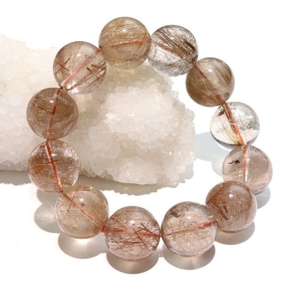 画像6: ブレス　MIXルチルクォーツ＜ブラジル産＞　丸　約19mm　ミックス　金運　財運　ギャンブル運　パワーストーン　天然石　品番：18210
