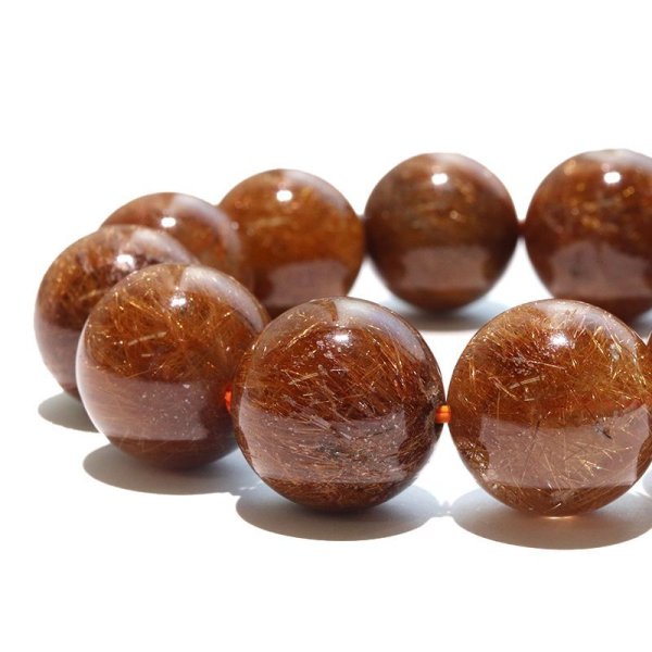 画像3: ブレス　レッドルチルクォーツ＜ブラジル産＞　丸　約16〜18mm　金運　財運　ギャンブル運　パワーストーン　天然石　品番：18207