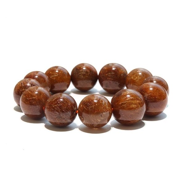 画像4: ブレス　レッドルチルクォーツ＜ブラジル産＞　丸　約16〜18mm　金運　財運　ギャンブル運　パワーストーン　天然石　品番：18207