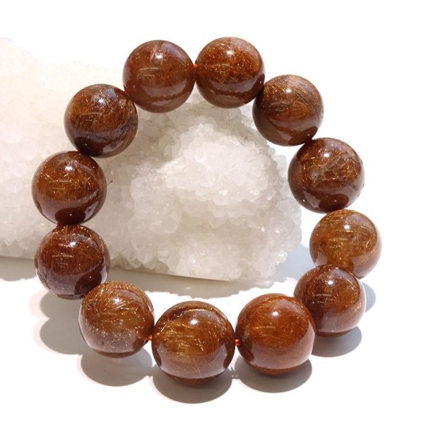 画像6: ブレス　レッドルチルクォーツ＜ブラジル産＞　丸　約16〜18mm　金運　財運　ギャンブル運　パワーストーン　天然石　品番：18207