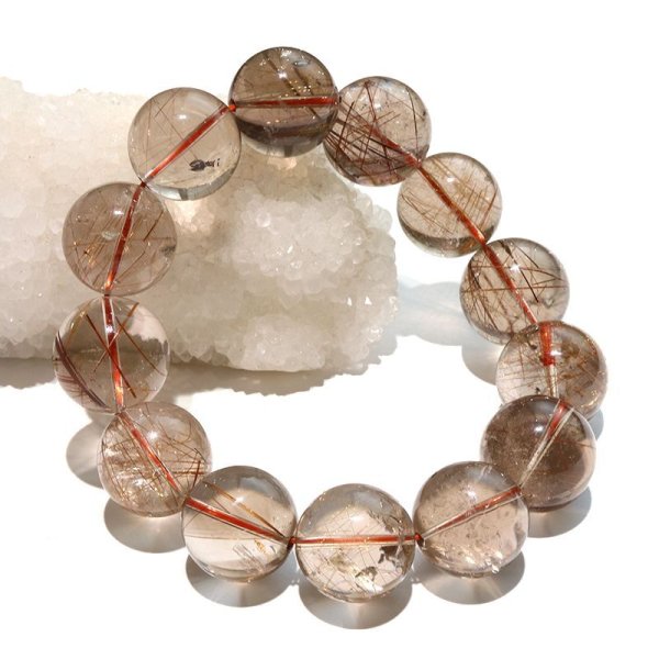 画像6: ブレス　レッドルチルクォーツ＜ブラジル産＞　丸　約19mm　金運　財運　ギャンブル運　パワーストーン　天然石　品番：18208