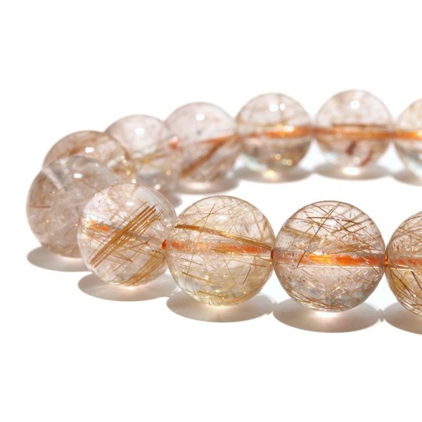 画像2: ブレス　オレンジルチルクォーツ＜ブラジル産＞　丸　約12mm　金運　財運　ギャンブル運　パワーストーン　天然石　品番：18221