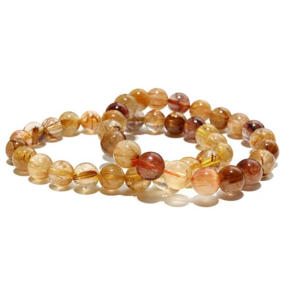 画像3: ブレス　MIXルチルクォーツ＜ブラジル産＞　丸　約8.5mm　ミックス　金運　財運　ギャンブル運　パワーストーン　天然石　品番：18215