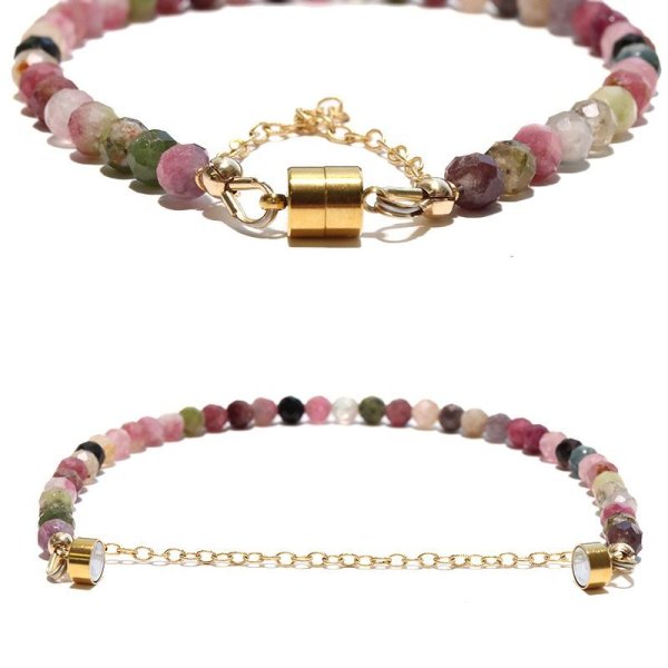 画像4: ブレス　トルマリン　カット　約4mm　マグネット式　日本製　調和　安定　浄化　パワーストーン　天然石　品番：18262