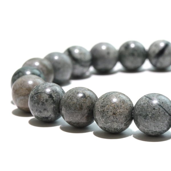 画像3: 【日本銘石】ブレス　熊野薬石＜三重県＞　グレー　丸　約8mm　健康　美容　長寿　パワーストーン　天然石　品番：18496