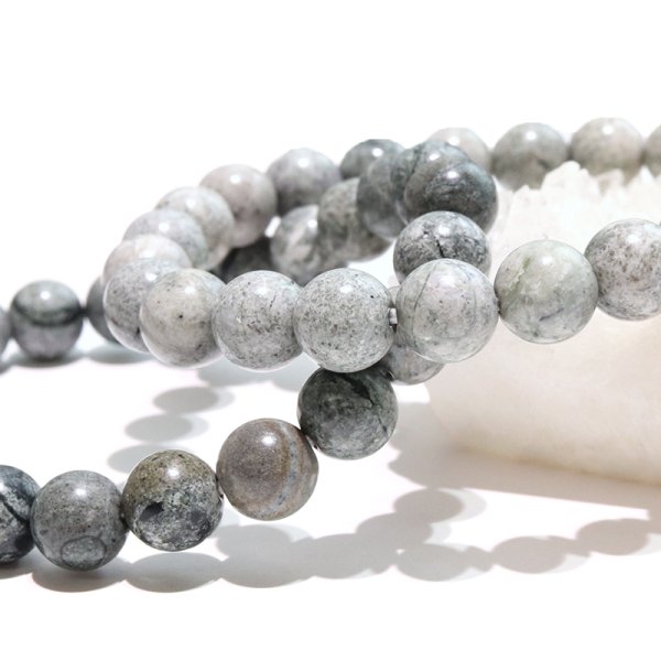 画像4: 【日本銘石】ブレス　熊野薬石＜三重県＞　グレー　丸　約8mm　健康　美容　長寿　パワーストーン　天然石　品番：18496