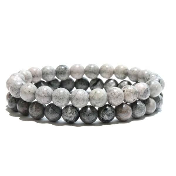 画像5: 【日本銘石】ブレス　熊野薬石＜三重県＞　グレー　丸　約8mm　健康　美容　長寿　パワーストーン　天然石　品番：18496