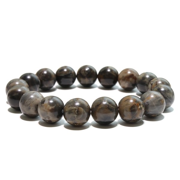 画像5: 【日本銘石】ブレス　守山石＜滋賀県＞　黒　丸　約12mm　運気向上　金運　出世　開運　パワーストーン　天然石　品番：18504