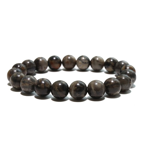 画像5: 【日本銘石】ブレス　守山石＜滋賀県＞　黒　丸　約10mm　運気向上　金運　出世　開運　パワーストーン　天然石　品番：18505