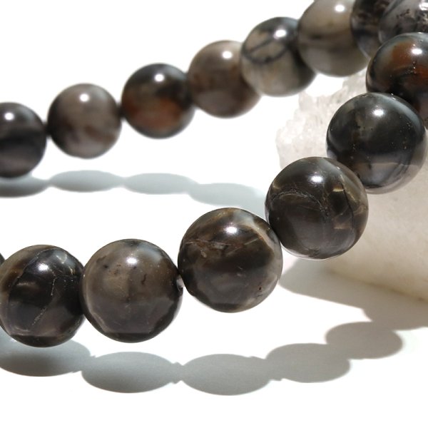 画像4: 【日本銘石】ブレス　守山石＜滋賀県＞　黒　丸　約10mm　運気向上　金運　出世　開運　パワーストーン　天然石　品番：18505