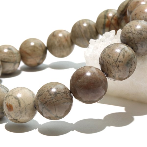 画像4: 【日本銘石】ブレス　守山石＜滋賀県＞　白　丸　約12mm　運気向上　金運　出世　開運　パワーストーン　天然石　品番：18502