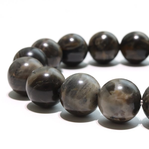 画像3: 【日本銘石】ブレス　守山石＜滋賀県＞　黒　丸　約12mm　運気向上　金運　出世　開運　パワーストーン　天然石　品番：18504