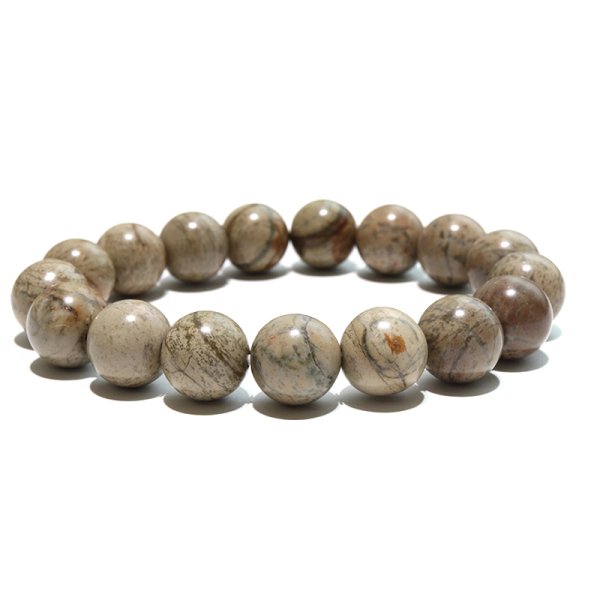 画像5: 【日本銘石】ブレス　守山石＜滋賀県＞　白　丸　約12mm　運気向上　金運　出世　開運　パワーストーン　天然石　品番：18502