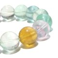 ブレス　MIXフローライト＜中国産＞　丸　約14mm　癒し　浄化　パワーストーン　天然石　品番：18534