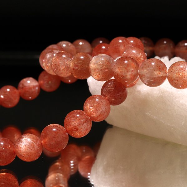 画像4: ブレス　サンストーン＜インド産＞　丸　約8mm　癒し　浄化　サポート　パワーストーン　天然石　品番：18552