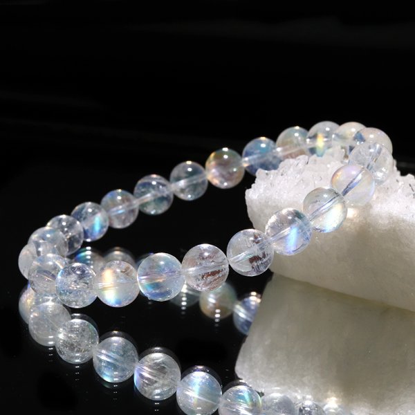 画像5: ブレス　ホワイトラブラドライト(レインボームーンストーン)＜マダガスカル産＞　丸　約7.5mm　平和　穏やかさ　癒し　恋愛　パワーストーン　天然石　品番：18610