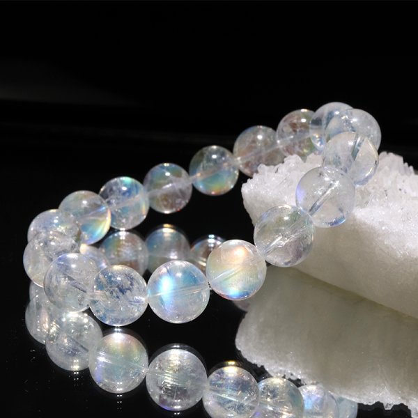 画像5: ブレス　ホワイトラブラドライト(レインボームーンストーン)＜マダガスカル産＞　丸　約11mm　平和　穏やかさ　癒し　恋愛　パワーストーン　天然石　品番：18606