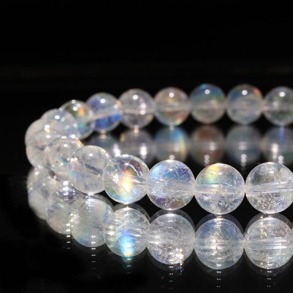 画像4: ブレス　ホワイトラブラドライト(レインボームーンストーン)＜マダガスカル産＞　丸　約7.5mm　平和　穏やかさ　癒し　恋愛　パワーストーン　天然石　品番：18610
