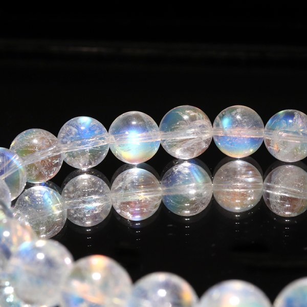 画像3: ブレス　ホワイトラブラドライト(レインボームーンストーン)＜マダガスカル産＞　丸　約7.5mm　平和　穏やかさ　癒し　恋愛　パワーストーン　天然石　品番：18610