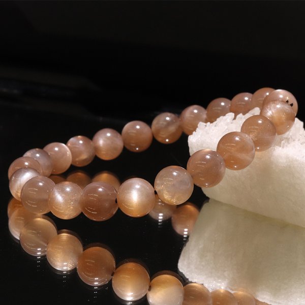 画像5: ブレス　サンムーンストーン＜タンザニア産＞　丸　約9.5mm　人間関係　幸福　悩みの解消　パワーストーン　天然石　品番：18629