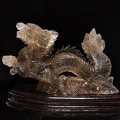 【一点物】置物　天然スモーキーシトリン　龍　ブラジル産　台付き　品番：18659