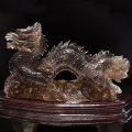 【一点物】置物　天然スモーキーシトリン　龍　ブラジル産　台付き　品番：18657