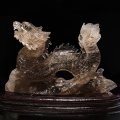【一点物】置物　天然スモーキーシトリン　龍　ブラジル産　台付き　品番：18658