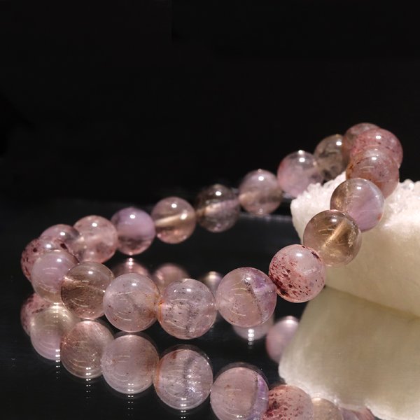 画像6: ブレス　モンドクォーツエレスチャル＜タンザニア産＞　淡い　丸　約10mm　日本製　品番：18769