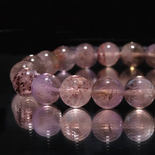 画像3: ブレス　モンドクォーツエレスチャル＜タンザニア産＞　淡い　丸　約10mm　日本製　品番：18769