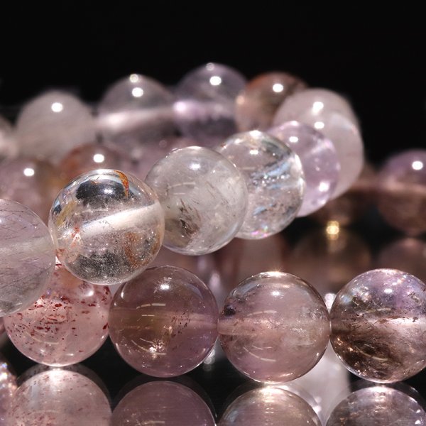 画像4: ブレス　モンドクォーツエレスチャル＜タンザニア産＞　淡い　丸　約10mm　日本製　品番：18769