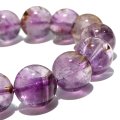 ブレス　カコクセナイトインアメジスト＜ブラジル産＞　丸　約14mm　品番：18808