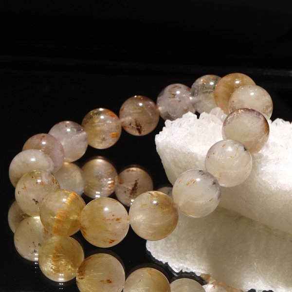 画像5: ブレス　モンドクォーツエレスチャル＜タンザニア産＞　淡　イエロー系　丸　約12mm　日本製　品番：18996
