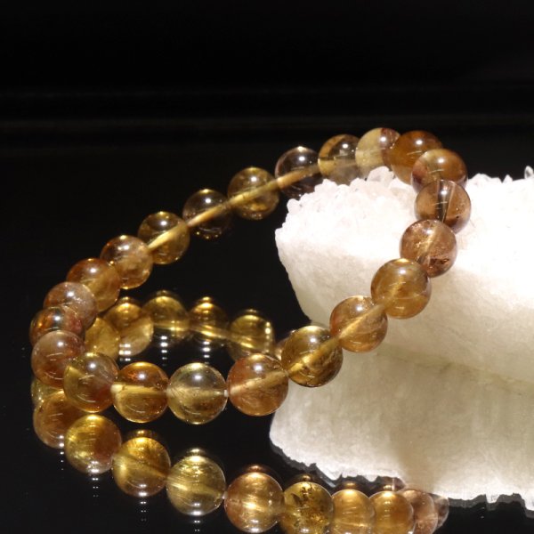 画像6: ブレス　モンドクォーツエレスチャル＜タンザニア産＞　AAAランク　イエロー系　丸　約9mm　日本製　品番：18998